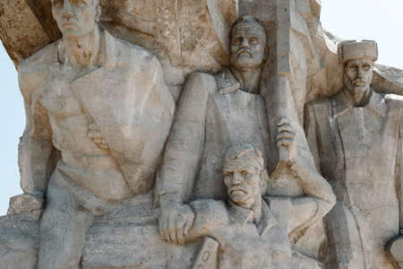 KERCH, RUSSIA - June 30, 2019: Details of the monument of the Great Patriotic War Ajimushkai stones in Kerchのeditorial素材