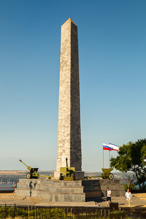 KERCH, RUSSIA - June 30, 2019: Obelisk on Mount Mithridat, the papal of the Great Patriotic War. Verticalのeditorial素材
