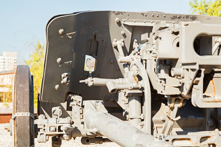 VOLGOGRAD, RUSSIA - on May 16, 2019: The German gun of World War II, in the museum panorama Battle of Stalingrad, Volgogradのeditorial素材