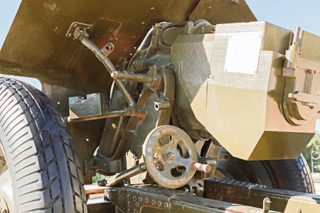 VOLGOGRAD, RUSSIA - 16 May, 2019: mechanism Soviet gun of World War II, museum panorama Battle of Stalingrad, Volgogradのeditorial素材