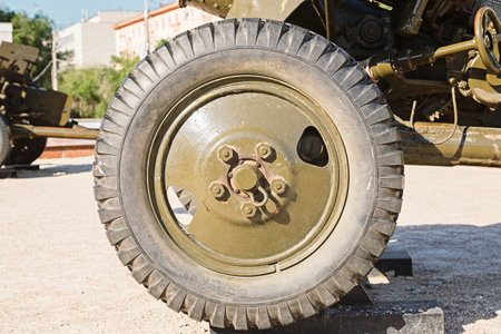 VOLGOGRAD, RUSSIA - 16 May, 2019: the Soviet gun of World War II in the museum panorama Battle of Stalingrad, Volgogradのeditorial素材