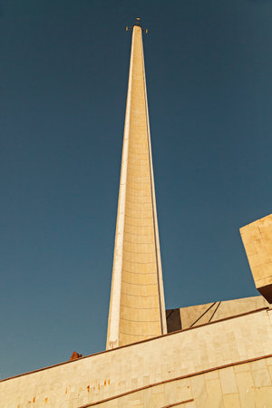 VOLGOGRAD, RUSSIA - 27 April, 2019: A monument to World War II - a three-beam bayonet, in the museum the reserve Battle of Stalingrad, Volgogradのeditorial素材