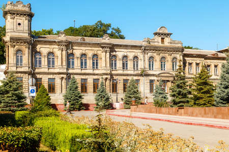 KERCH, RUSSIA - June 29, 2019: the building of the women 's gymnasium named after writer Korolenko near Mount Mithridat. Kerch, Russiaのeditorial素材