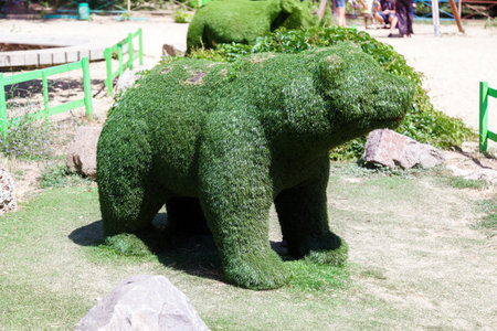 KERCH, RUSSIA - June 29, 2019: Green urban animal figures. Kerch, Crimeaのeditorial素材