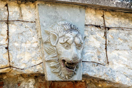 KERCH, RUSSIA - June 29, 2019: Lion's head on the wall is a large Mithridate staircase. Kerch, Crimeaのeditorial素材