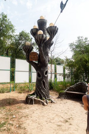 RUSSIA, VOLGOGRAD - August 14, 2021: Park History of the Russian State, Alley of Childhood. In Volgograd Oblast, Kalachevsky District, Pyatimorsk Settlementのeditorial素材