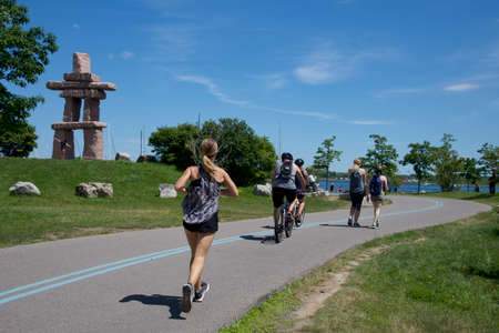 Running in the park near Lake Ontario