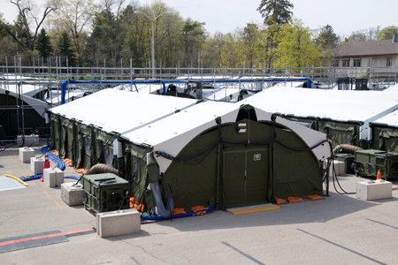 Toronto, Ontario, Canada - 04/27/2021: High angle view of Sunnybrook's Mobile Health Unit (MHU)のeditorial素材