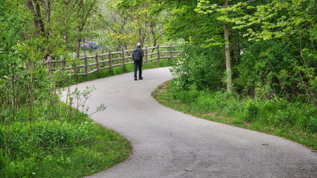 Healthy lifestyle - walking in the public park, Toronto, Canadaのeditorial素材