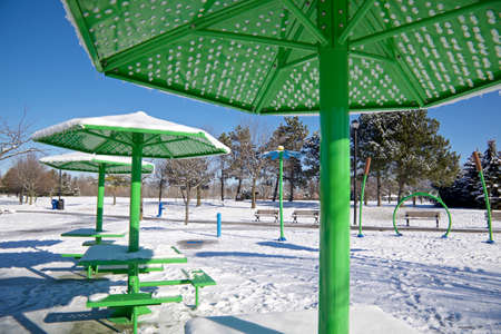 Winter outdoors landscape in the public parkの写真素材