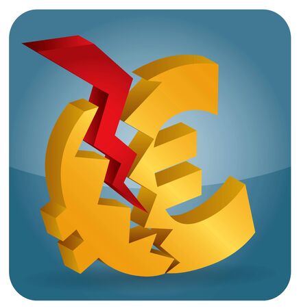 Euro crash, abstract illustration with Euro signのイラスト素材