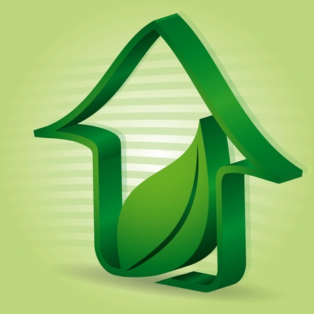 Green house with leaf - abstract illustration with backgroundのイラスト素材