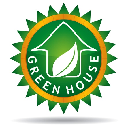 Green house with leaf - abstract illustration with backgroundのイラスト素材