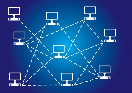 Computer network, abstract illustration on the blue backgroundのイラスト素材