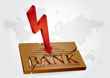 Financial concept - bank failures, abstract illustration with broken bank plateのイラスト素材
