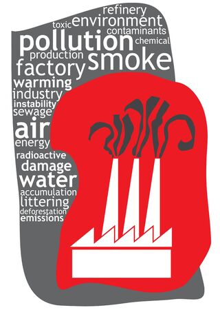 Industrial pollution illustration with keywords and abstract illustrationのイラスト素材