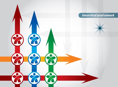 Hierarchical Social Network connection, abstract illustration with human figuresのイラスト素材