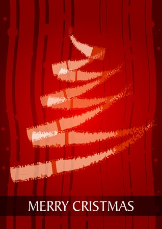 Christmas Card with abstract Christmas tree red background のイラスト素材