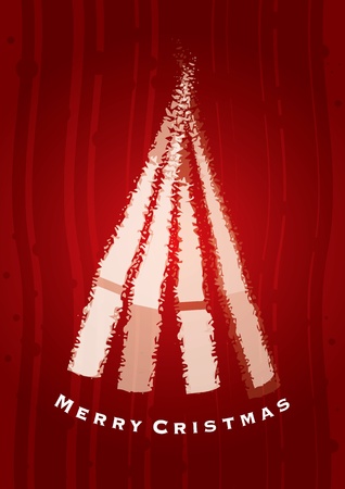 Christmas Card with abstract Christmas tree red background のイラスト素材
