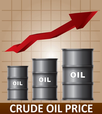 Crude oil price rise - abstract illustration with barrel and diagramのイラスト素材