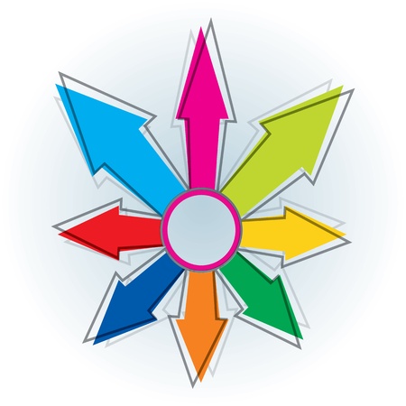 Expansions, abstract illustration with color arrowsのイラスト素材
