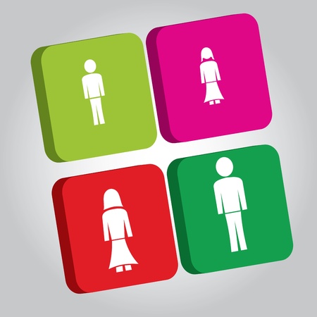 Family concept - abstract illustration with human silhuette in boxのイラスト素材