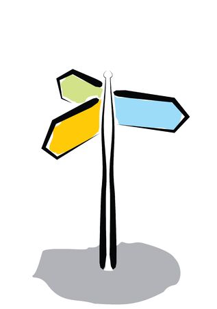Hand drawing direction signboard on white backgroundのイラスト素材