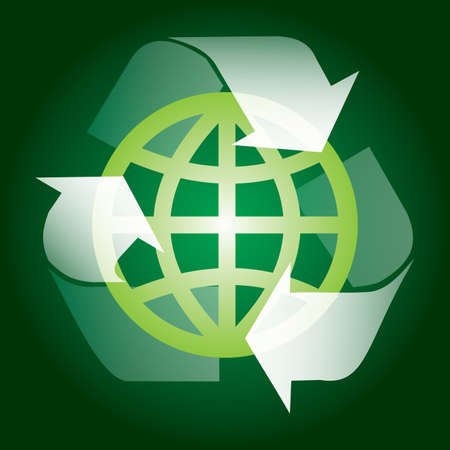 Vector background with eco sign, illustration with globe and recycling signのイラスト素材