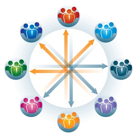 Social Network connection, abstract illustration with human figuresのイラスト素材