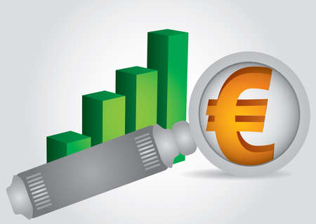 Euro sign - financial concept with graph and magnifying glassのイラスト素材