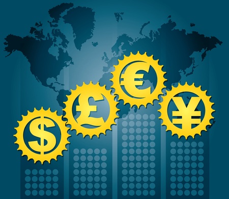 Major currencies - financial concept, illustration with symbol and textのイラスト素材