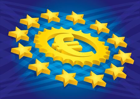 Euro sign with stars, financial conceptのイラスト素材