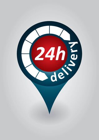 24h delivery tag - abstract fast courier signのイラスト素材
