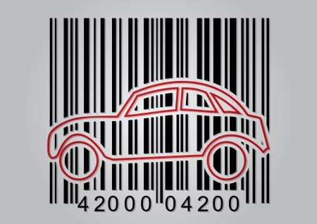 Commercial concept with barcode and abstract car iconのイラスト素材