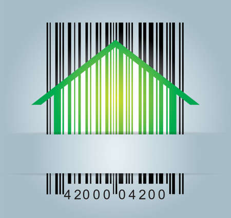 Commercial concept with barcode and abstract house iconのイラスト素材
