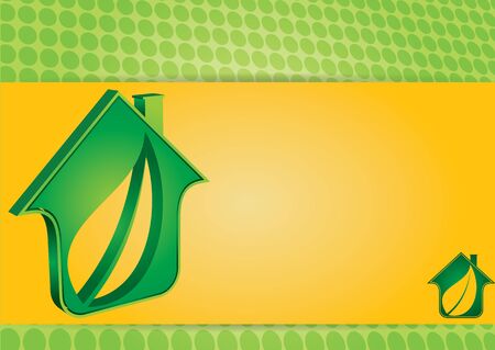 Green house icon with leaf and background のイラスト素材