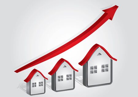 Graph of real Estate - abstract illustration with map and housesのイラスト素材