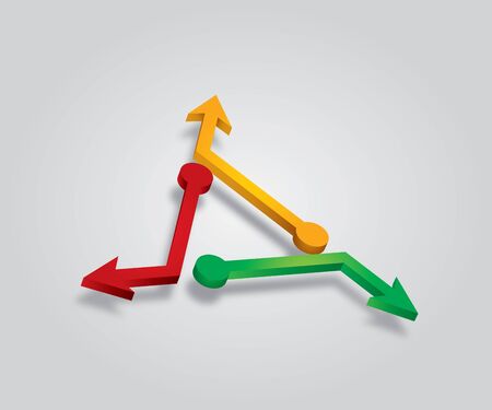 Colorful arrow made up of triangles with backgroundのイラスト素材