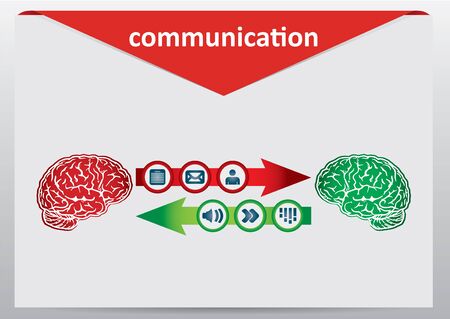 Communication concept with brain and document icons のイラスト素材