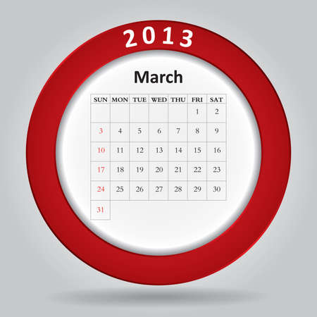 Modern monthly calendar for March, 2013 のイラスト素材