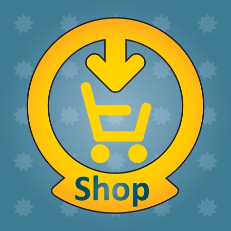 Shop icon, commercial concept with arrows and shopping cartのイラスト素材