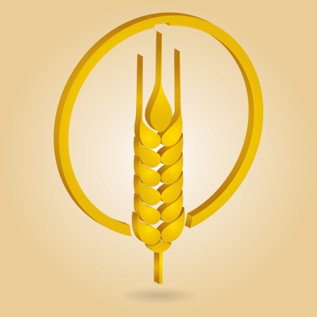 Grain ears with circle, abstract illustrationのイラスト素材