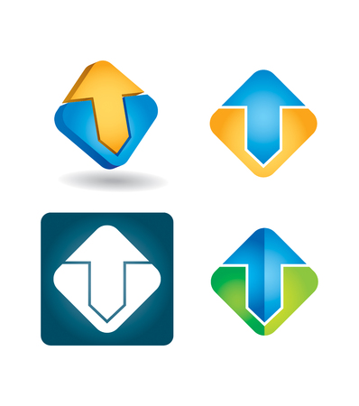 Business icon set with abstract color arrowのイラスト素材