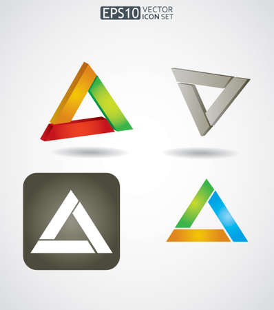 Vector icon set with abstract triangleのイラスト素材
