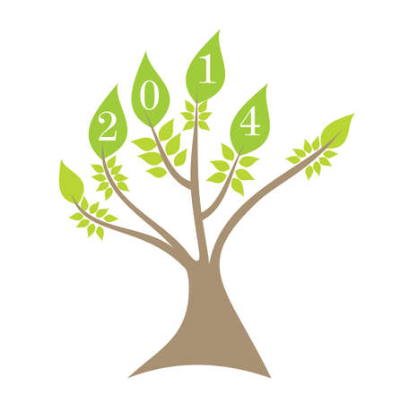 2014 - Happy Green New Year - sticker, templateのイラスト素材