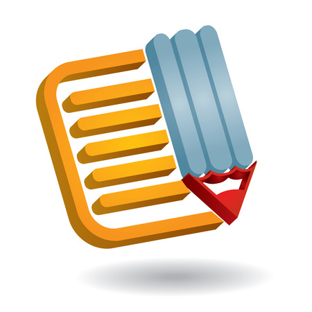 Note paper - abstract communication icon, with document and penのイラスト素材