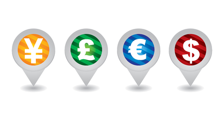 Tag design element with major currencies signのイラスト素材