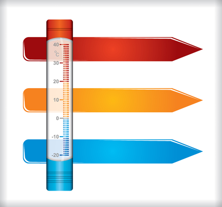 Weather concept, template with thermometer illustrationのイラスト素材