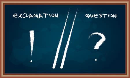 Hand drawing Question and Exclamation sign on chalkboard のイラスト素材