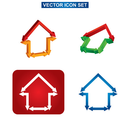 Color building and house icon set, abstract illustration on white backgroundのイラスト素材